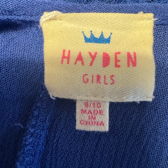 Hayden Girls Blue Asymmetrical Embellished ruffle trim Tank Top - Picture 7 of 8